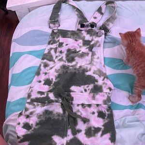 Pink and green overalls